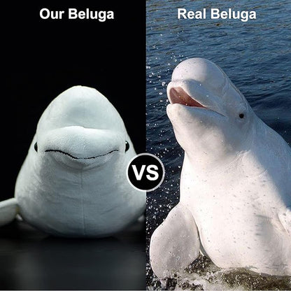 Simulation White Beluga Whale Plush Toy - Long Lifelike Delphinapterus leucas Doll Whale Stuffed Toys, Super Soft Realistic Sea Animals Beluga Whales Plush Gift Collection For Kids 16Inches
