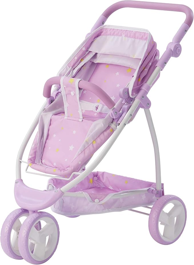 Olivia's Little World - Play Baby Doll Bassinet Stroller for Toddler, Baby Doll Pram Stroller Buggy for 3+ Year Old Girls 2-in-1 Baby