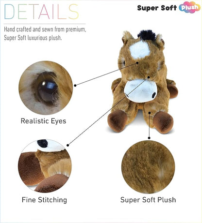 DolliBu Lying Brown Horse Stuffed Animal - Super Soft Plush Horse, Floppy Farm Stuffed Animal 10.5 Inches