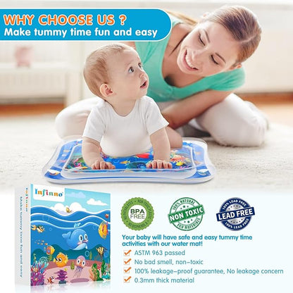 Infinno Inflatable Tummy Time Mat Premium Baby Water Play Mat for Infants and Toddlers Baby Toys for 3 to 24 Months, Strengthen Your Baby's Muscles
