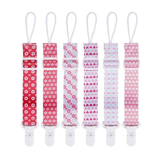 Baby Pacifier Clip with Adjustable Length Buckle,Paci Leash Binky Clips for Baby Boys and Girls 6 Gift
