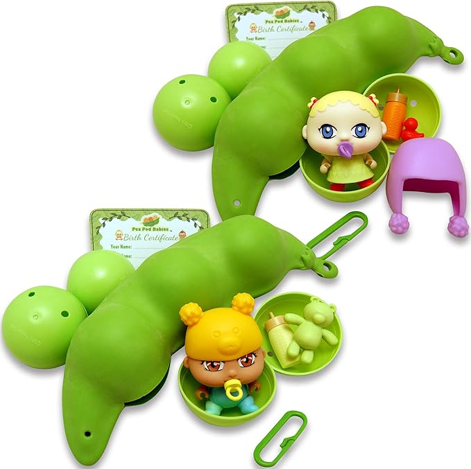 Pea Pod Babies Bundle (Set of 2) - Collectible Mystery Surprise Toys with Mini Baby, Clothing