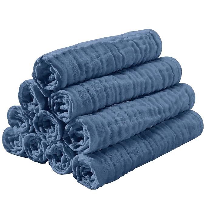 Yoofoss Muslin Burp Cloths for Baby 10 Pack 100% Cotton 20''X10'' Super