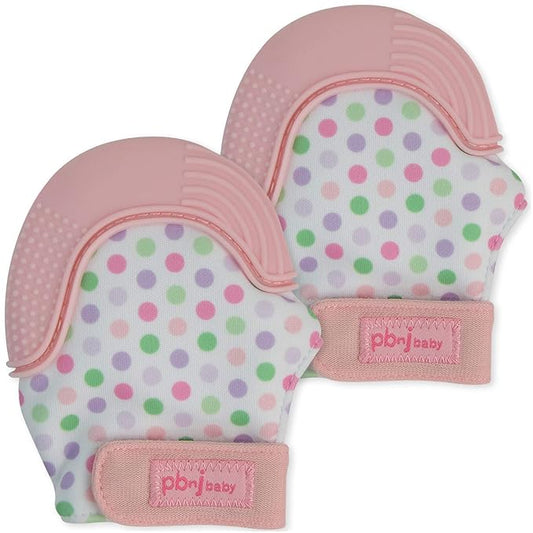 Silicone Infant Teething Mitten Teether Glove Mitt Toy - Pink 2pk