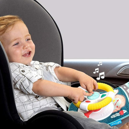 Baby Car Seat Toys for Infants with Mirror, Carseat Toys Steering Wheel with Music Lights & Driving Sounds Car Seat Toy for Babies 6 to 12 Months