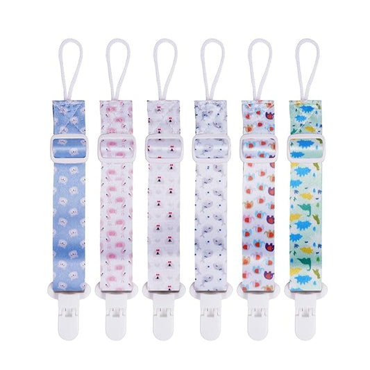Baby Pacifier Clip with Adjustable Length Buckle,Paci Leash Binky Clips for Baby Boys and Girls 6 Gift