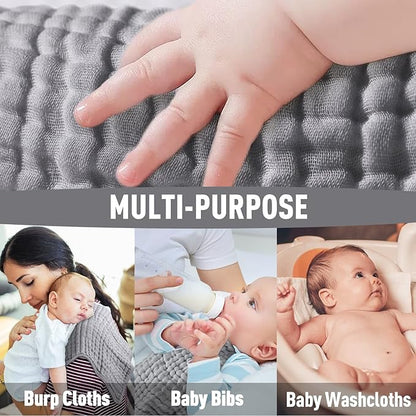 Yoofoss Muslin Burp Cloths for Baby 10 Pack 100% Cotton 20''X10'' Super