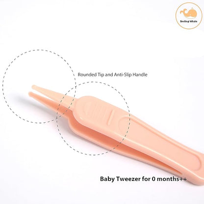 4-in-1 Premium Baby Grooming Kit by The Smiling Whale, Baby Manicure Pedicure Set for Newborn Infant & Toddler, Nail Trimmer, Nail Clipper, tweezer, Scissors (4 pcs) (Pink)