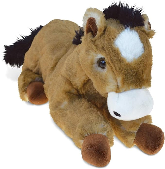 DolliBu Lying Brown Horse Stuffed Animal - Super Soft Plush Horse, Floppy Farm Stuffed Animal 10.5 Inches