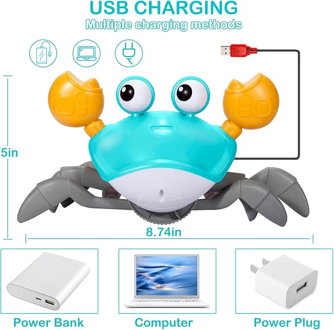 Crawling Crab Baby Toy Gifts Infant Tummy Time Toys Build 0-6 6-12 1-3 4+