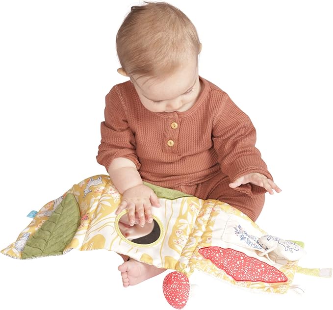 Manhattan Toy Deer One Soft Activity Crinkle Book & Fold Out Pat Mat for Baby, Toddler with Squeaker