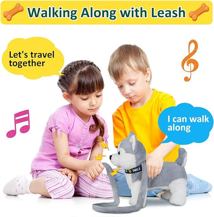 Husky Walking and Barking Puppy Dog Toy with Control Leash,Realistic
