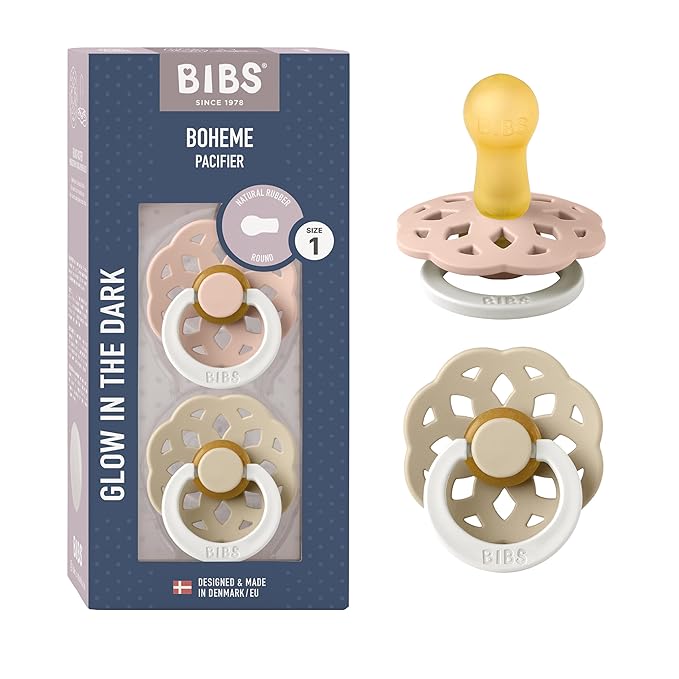 BIBS Pacifiers - Boheme Collection | BPA-Free Baby Pacifier 2 Blush 0-6 Months