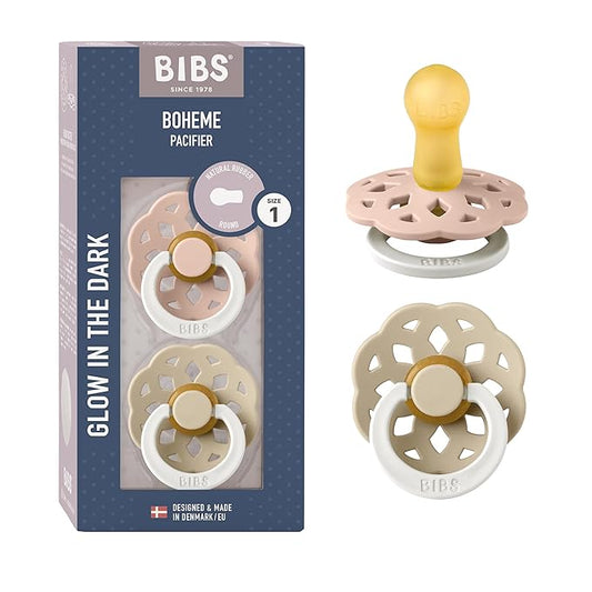 BIBS Pacifiers - Boheme Collection | BPA-Free Baby Pacifier 2 Blush 0-6 Months