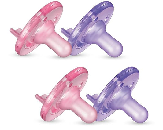 Philips AVENT Soothie Pacifier, Pink/Purple 0-3 Months, 4 Pack, SCF190/42