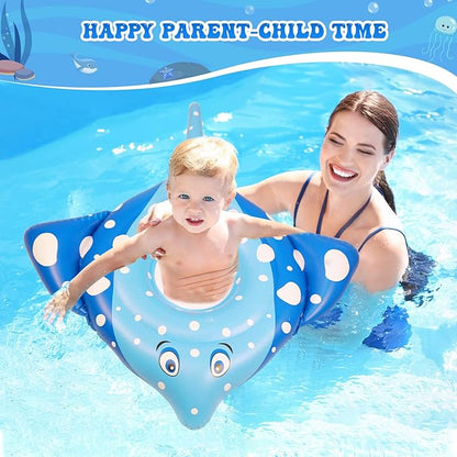 Inflatable Pool Float for Kids - Manta Ray Pool Floaties Swimming Ring, Fun Summer Outdoor Beach Swimming Pool Tube Water Toys for Kids 3 4 5 Years