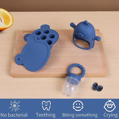 Baby Fruit Feeder Pacifier - 3 Pack | 1 Baby Food Feeder & 1 Baby Teether & 1 Baby Popsicle Molds