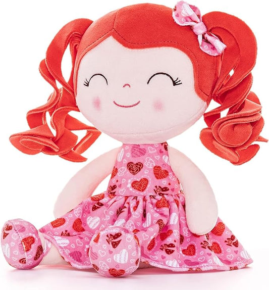 Gloveleya Soft Dolls Plush Figure Key Chain Curly Hair Red 12inches