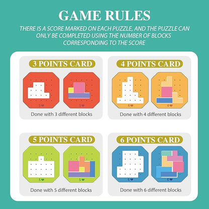 Block Jigsaw Puzzle Games, 128 Pcs Colorful 3D Creative Desktop Wooden Puzzle Game Kids Tangram Math Toys Building Blocks Board, Montessori Puzzle Toys for Kids, Tangram Toy Educational Toys