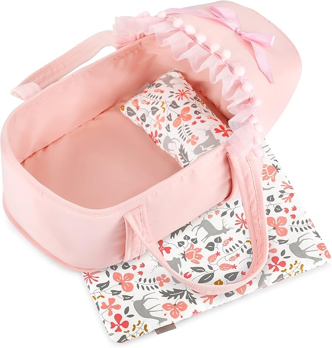 GAGAKU Baby Doll Bassinet, Doll Carrier Doll Carry Cot Set 9 10 11 12