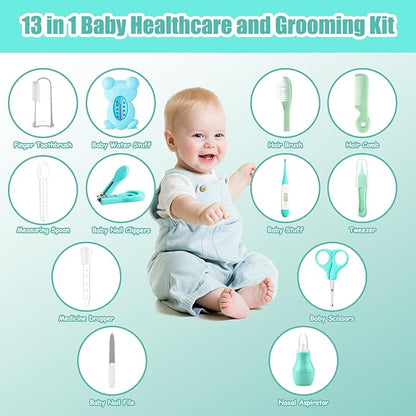 Baby Grooming Kit, Infant Safety Care Set with Hair Brush Comb Nail Clipper Nasal Aspirator,Baby Essentials Kit for Newborn Girls Boys