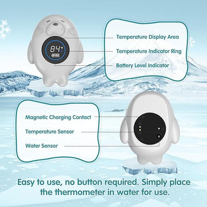 Rechargeable Bath Thermometer Baby Safety, Bath Temp Thermometer for Tub