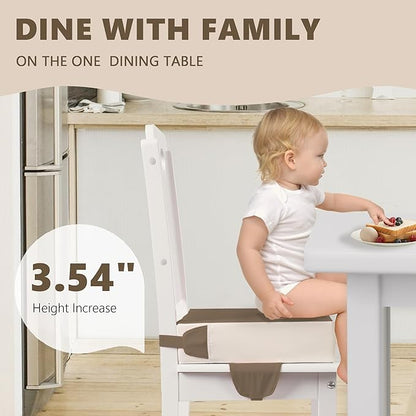 Booster Seat for Kitchen Chair with Adjustable Straps, Toddler Booster Seats for Dining Table Portable for Travel Camping Eating, Booster Cushion for Table for Baby Child Infant Kid Boy Girl