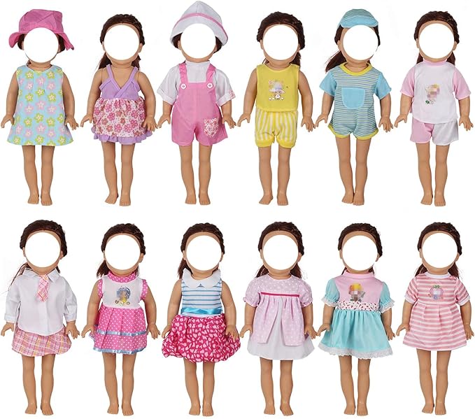12 Pcs Set Handmade Baby Doll Clothes Dress Outfits Costumes 12 13 14 15