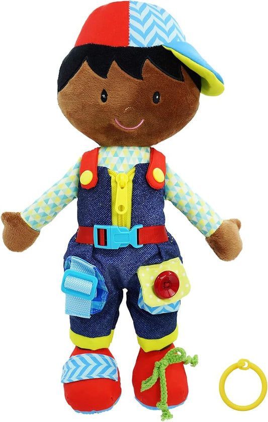 June Garden 15.5" Dressy Friends Isaiah - Educational Stuffed Plush Doll for Kids and Toddlers 2 Years and Up