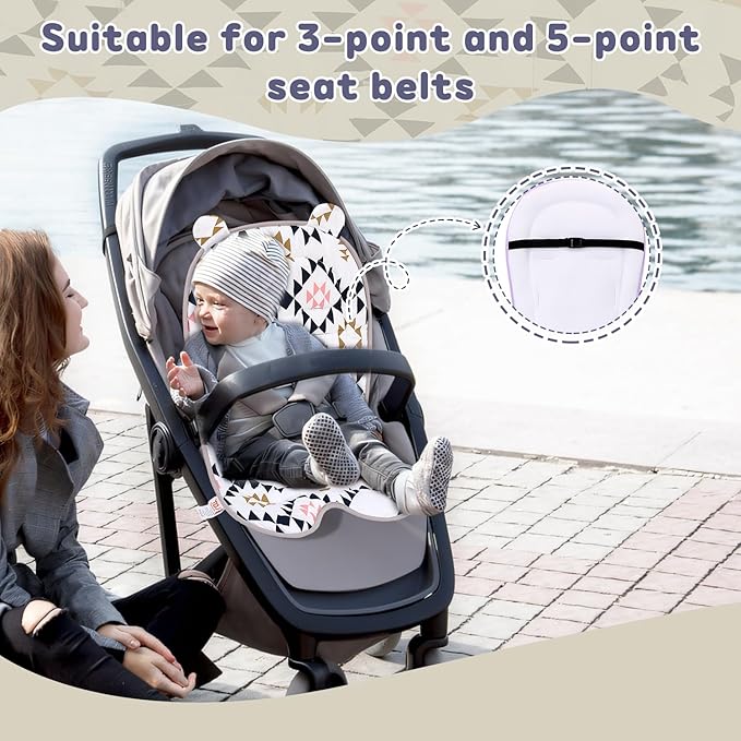 Baby Carriage Cushion, Universal Breathable Car Seat Insert Cushion, 3D Air Mesh Baby Seat Pad Liner for CarSeat, Buggy, High Chair (Geometry)