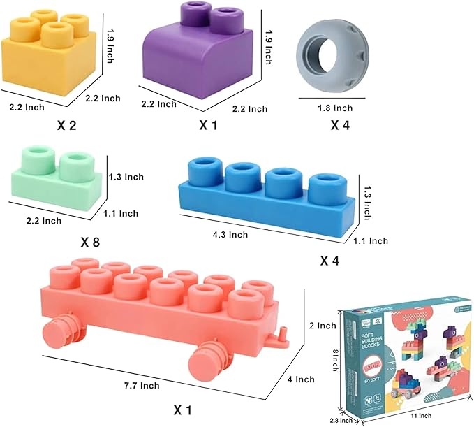 Soft STEM Building Blocks for Babies and Toddler, Large Creative Stacking Blocks 20 PCS