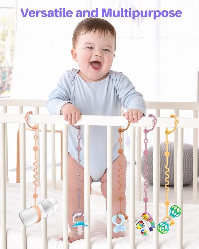 Toy Straps for Baby, 6pcs Adjustable Toy Holder for Stroller Accessories