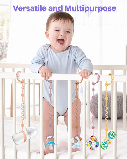Toy Straps for Baby, 6pcs Adjustable Toy Holder for Stroller Accessories