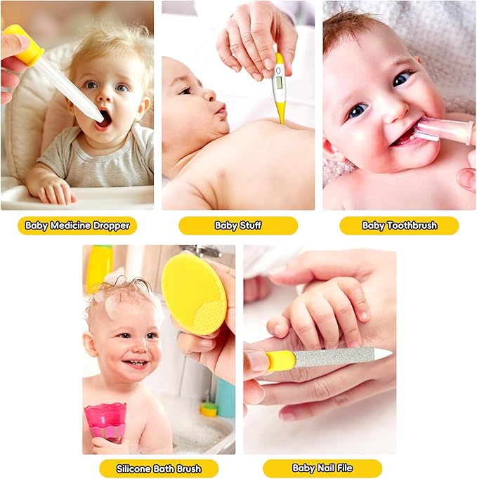 Baby Healthcare and Grooming Kit, Portable Baby Safety Care Set, Baby Essentials kit for Newborn(Yellow 13 in 1)