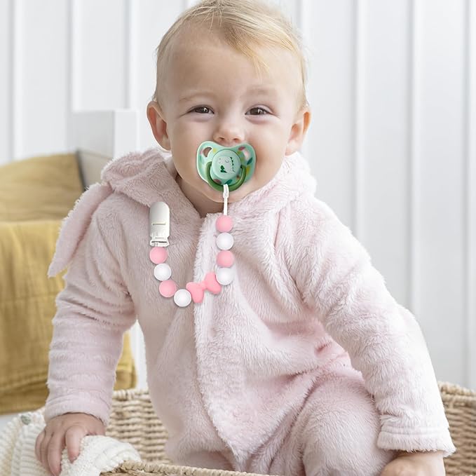 Silicone Pacifier Clip, 2 Pack Pacifier Holder for Boys and Girls