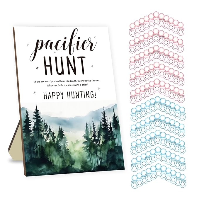Baby Pacifier Hunt Game, Baby Shower Games Set 50 Mini 50 Blue