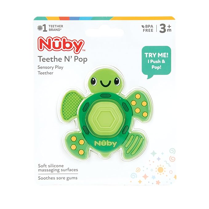 Nuby Teethe N' Pop Sensory Play Teether - Baby Teething Toy 3+ Months