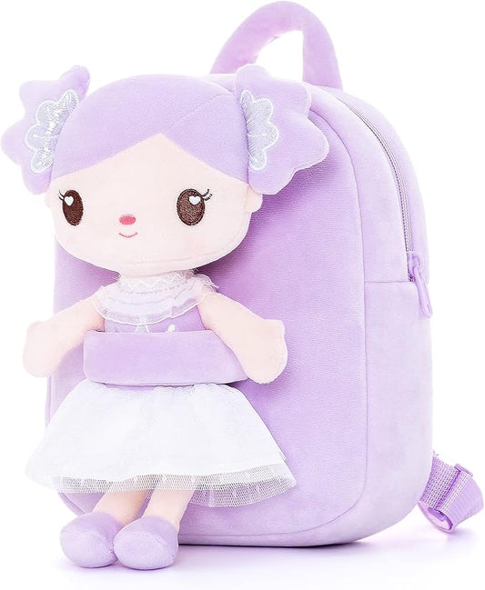 Gloveleya Toddler Backpack Kids Backpack with Candy Purple Doll 9"