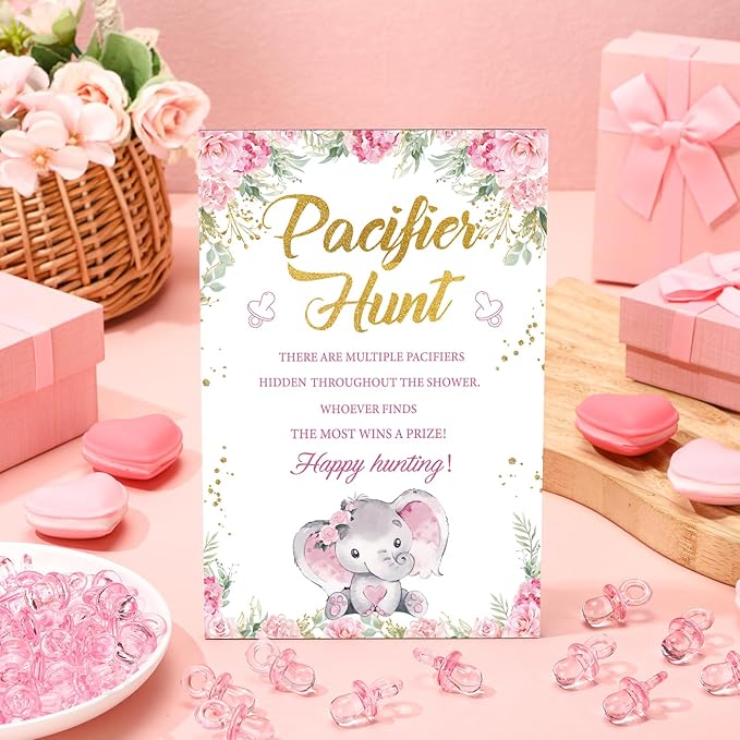 Thyle 51 Pcs Pacifier Hunt Baby Shower Games Include Baby 50 Acrylic