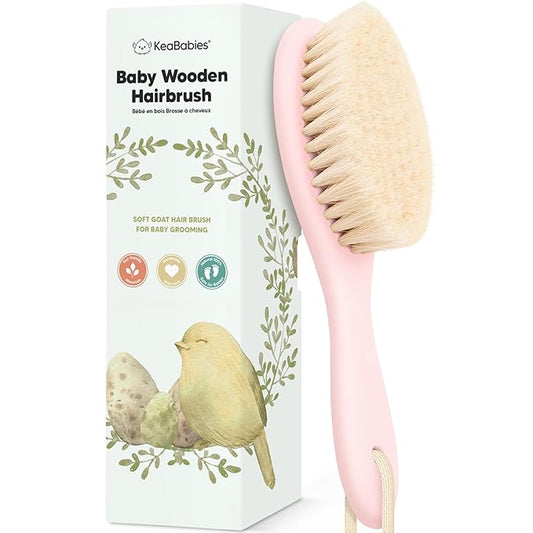 KeaBabies Hair Brush - Soft Goat Bristles Baby Brush, Cradle Cap Brush