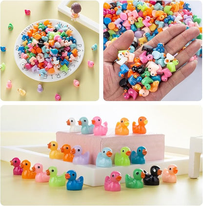 200PCS Mini Resin Ducks Tiny Garden Micro Landscape Ornament Dollhouse