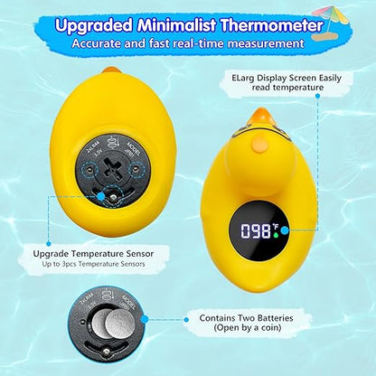 Baby Thermometer, Baby Bath Thermometer Upgrade LED Digital Bathtub Water Temperature Auto ON/Off Bathroom Safety Thermometer Yellow Duck Floating Toy for Infants