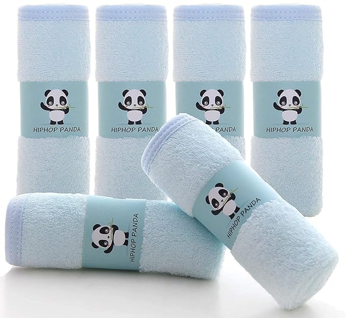 HIPHOP PANDA Baby Washcloths, Rayon Made from Bamboo - 2 Layer Ultra Soft Absorbent Newborn Bath Face Towel 30 Pack