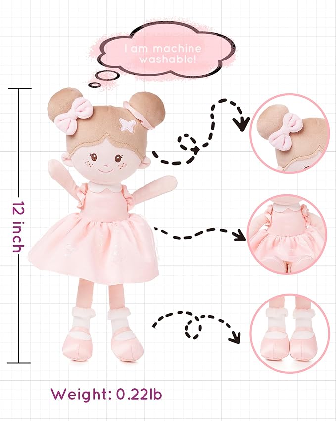 Soft Baby Doll Toys (12''), My First Baby Rag Doll for 1 Year-Old Girl Birthday Gift
