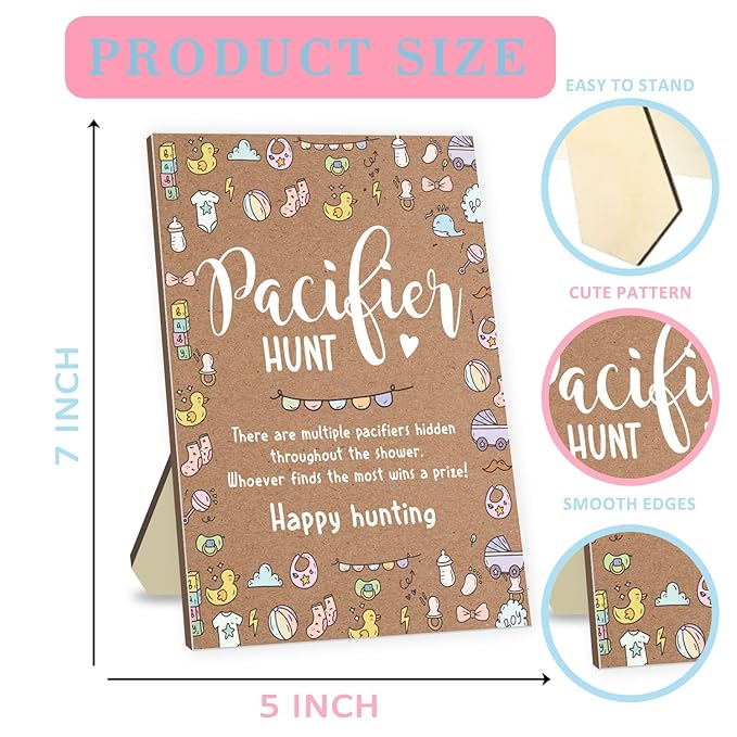 Baby Pacifier Hunt Game, Baby Shower Games Set 50 Mini 50 Blue