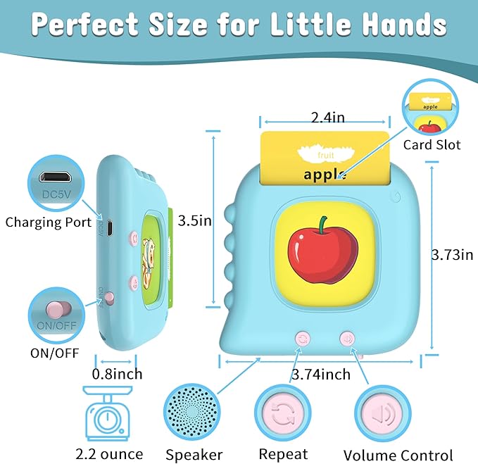 Pocket Speech for Toddlers, 510 Sight Words Talking Flash Cards Age 1-6 Years Old, Autism Sensory Toys, Learning Resource Montessori Preschool Educational Toys, Boy Birthday Gift Learning Toys