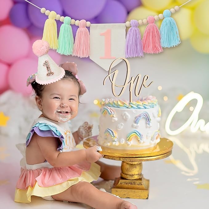 Handmade Boho 1st Birthday Macaron High Chair Banner Boho 1st 1st Birthday
