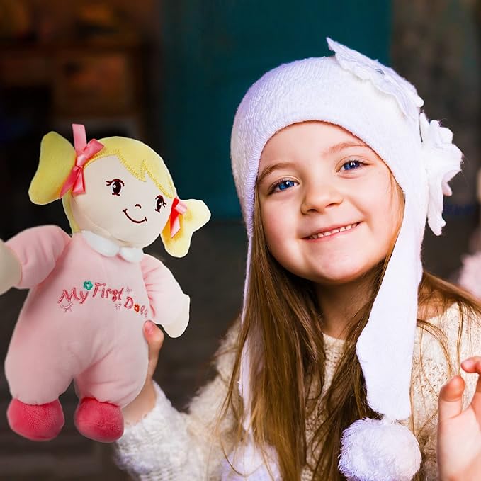 Linzy Plush Soft Plush Baby Doll Blond Hair My First 10''