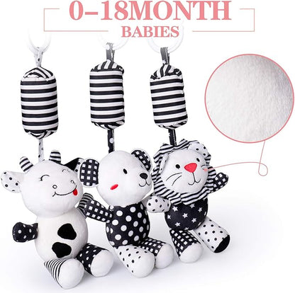 rolimate Baby Toy Cartoon Animal Stuffed Hanging Rattle Toys, Baby Bed Crib Car Seat Travel Stroller Soft Plush Toys with Wind Chimes, Best Birthday Gift for Newborn 0-18 Month