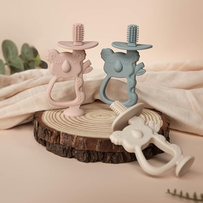 Moonkie Teething Toy, Safe & Easy to Hold BPA Free Silicone Teethers 360Â° Baby 6-12 Months